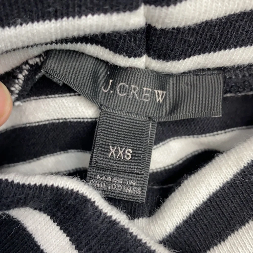 J Crew Black and White Sailor Funnel Neck Shirt XXS